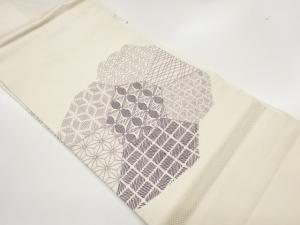 切り嵌め風古典柄に幾何学模様刺繍名古屋帯